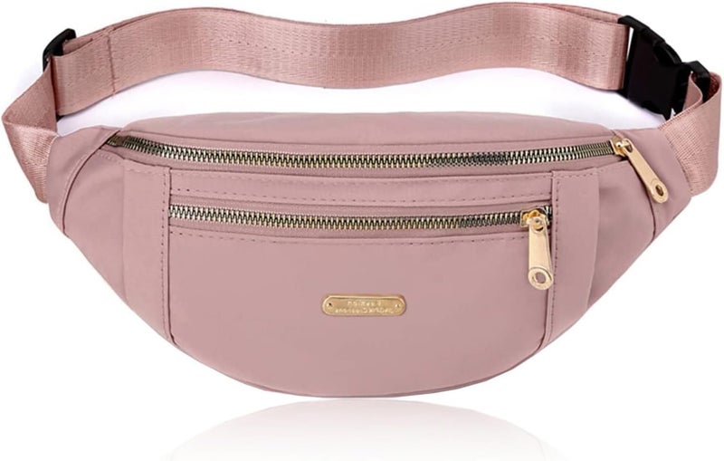Dorras Fanny Pack Waist Pack for Women, Waterproof Waist Bag for Running Sports Travel - Pink - Image 1